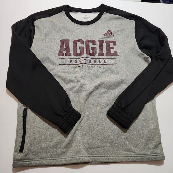 Adidas Texas A&M Aggies Football Sweatshirt Gray Black Crewneck Pullover XL - Picture 1 of 5